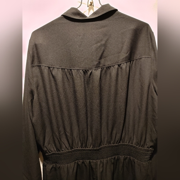 Express Black Collared Silver Studded Buttons Bishop Sleeve Dress Size XL - Picture 3 of 10